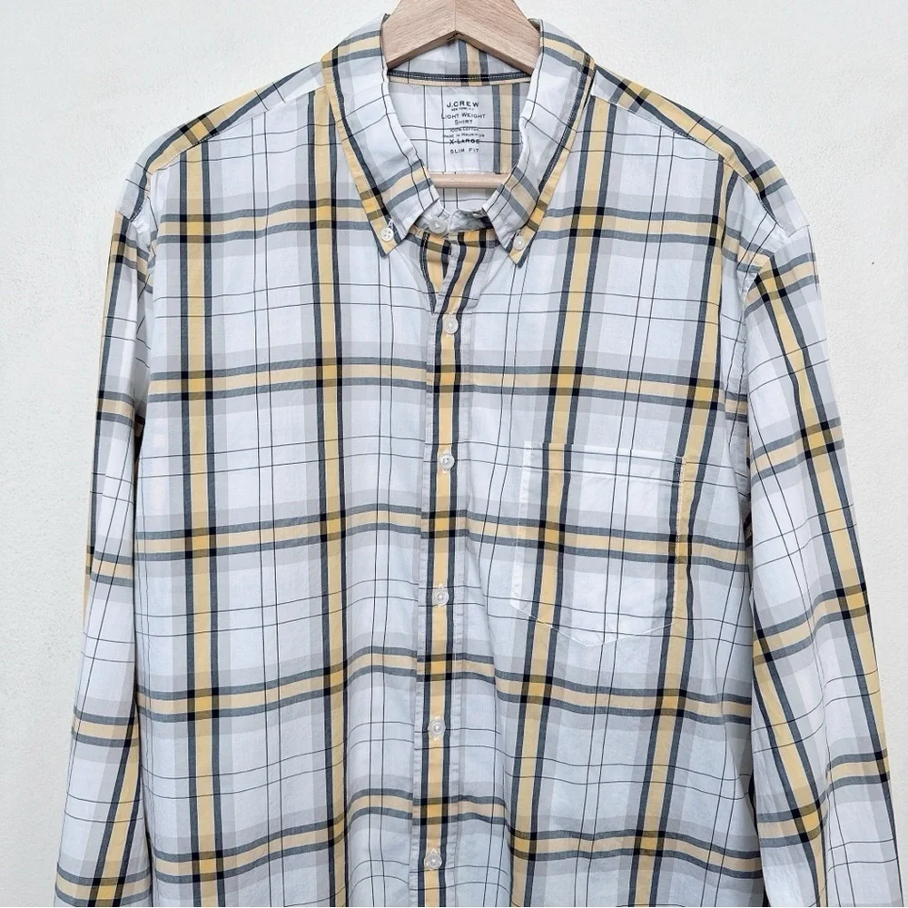 J.crew Mens XL Plaid Light Weight Slim Fit Shirt